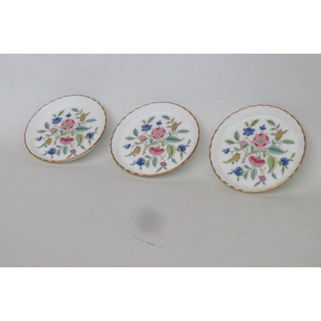English Minton Haddon Hall Bone China Trinket Dish 3pc Set John Wadsworth Coasters 4901b For Sale - Image 3 of 18
