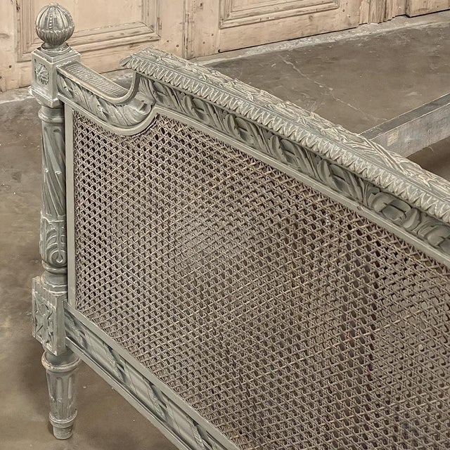 19th Century French Louis XVI Painted Cane Bed by Hopilliart & Leroy of Paris For Sale - Image 17 of 18