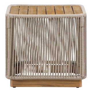 Alpine Teak Collection Rope Design End Table - Beige For Sale