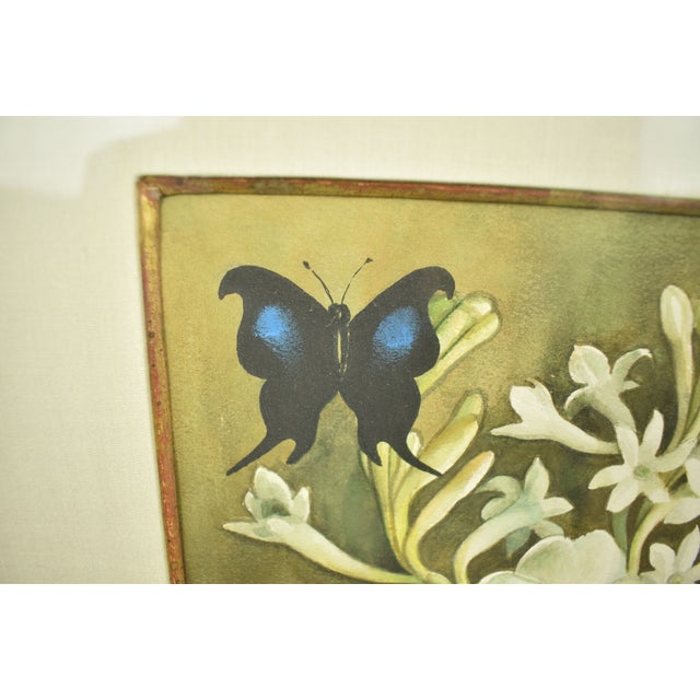 Textile Mid 20th Century Richard De Menocal Floral Vase Still Life W/ Butterfly Oil on Canvas For Sale - Image 7 of 8
