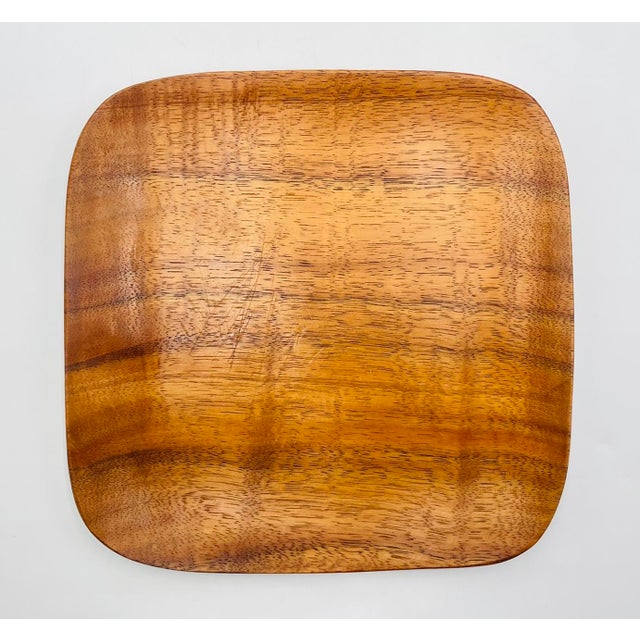 1960s Signed Blair Hawaii Koa Wood Serving Trays, Handcrafted American Modern Pair For Sale - Image 11 of 16