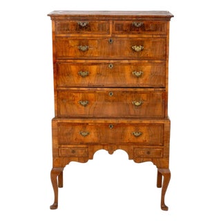 George II Walnut and Featherbanded Chest on Stand For Sale