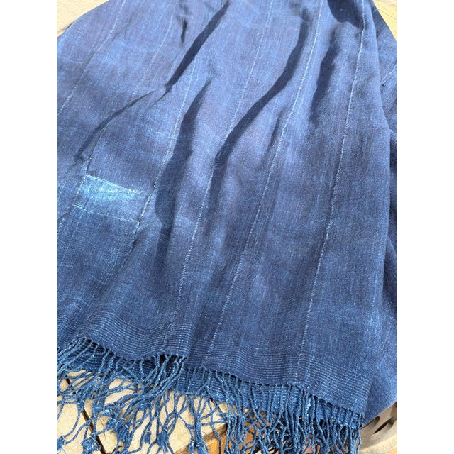 Vintage African Indigo Denim Mossi Mudcloth 74” L X 37” W Textile | No. 111 For Sale In Los Angeles - Image 6 of 9