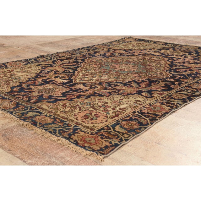 Navy Blue Late 19th Century Persian Farahan Rug, 04'06 X 06'04 For Sale - Image 8 of 10