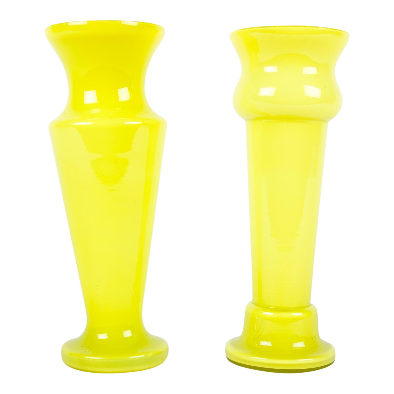 1940s Lemon Yellow Decorative Vases a Pair Chairish