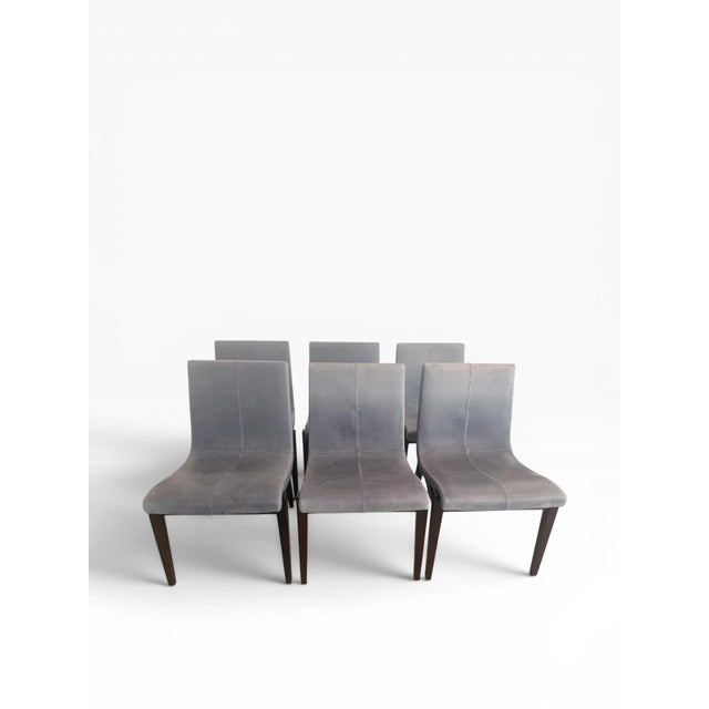Modern Set of 6 Holly Hunt Studio H Modern Leather Dining Chairs For Sale - Image 3 of 14
