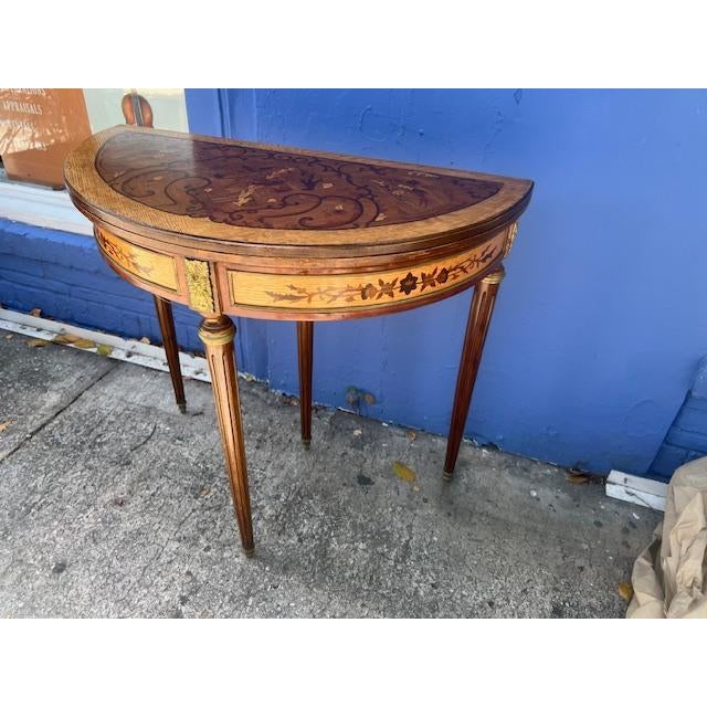 1950s 1950s Vintage Half Round Demi Lume Game Table French Style For Sale - Image 5 of 6
