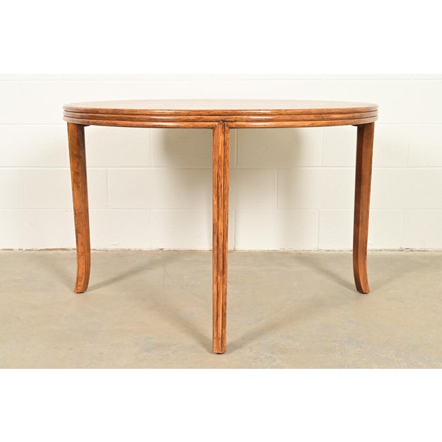 Late 20th Century McGuire Hollywood Regency Organic Modern Oak and Bamboo Rattan Dining or Game Table For Sale - Image 5 of 12