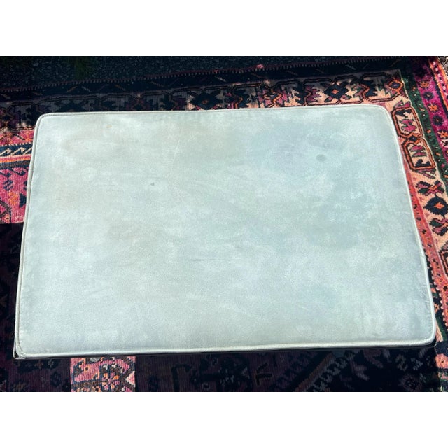 Vintage Iron X Base Blue Suede Benches - a Pair For Sale In Charleston - Image 6 of 10