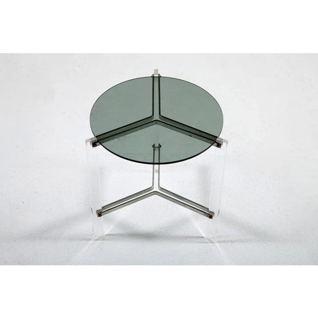 Small Postmodern Acrylic Glass Side Table For Sale - Image 4 of 5