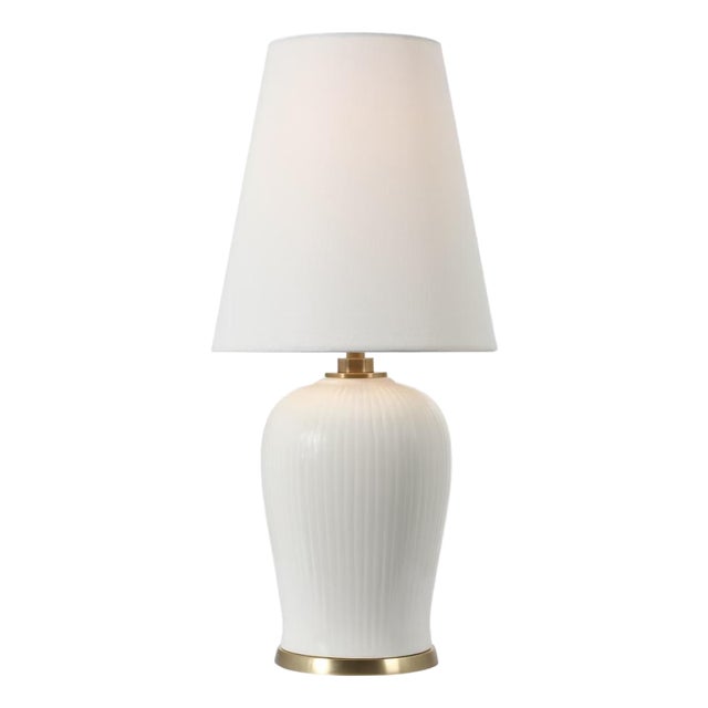 Thomas O'Brien by Visual Comfort Signature Opera 16" Table Lamp in Ivory with Linen Shade For Sale