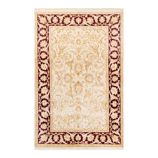 Eclectic, One-of-a-Kind Hand-Knotted Area Rug - Ivory, 4' 1" x 6' 3" For Sale
