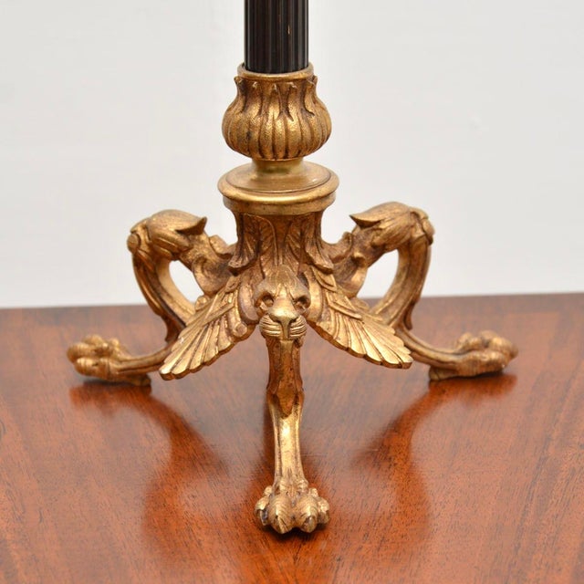 Cream Antique French Gilt Metal Table Lamp, 1900s For Sale - Image 8 of 10