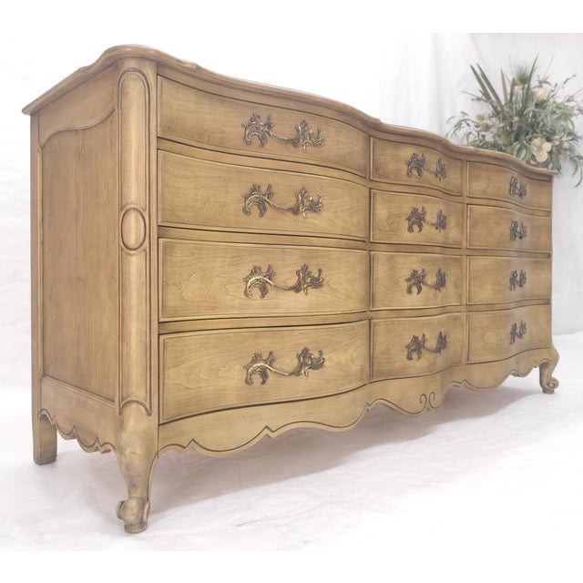 Pickled Solid Cherry Country French 12 Drawers 6' Long Dresser Credenza MINT! For Sale - Image 6 of 16