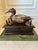 Handsome vintage duck decoy perched atop a wooden box with metal galley and drawer. Beautifully handcarved and painted...
