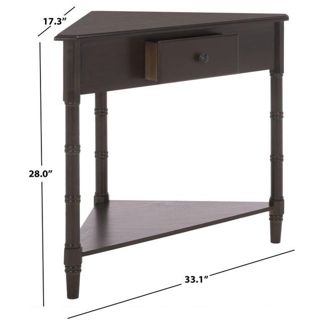 Contemporary Gomez 1 Drawer 1 Shelf Corner Table in Dark Chocolate For Sale - Image 3 of 10