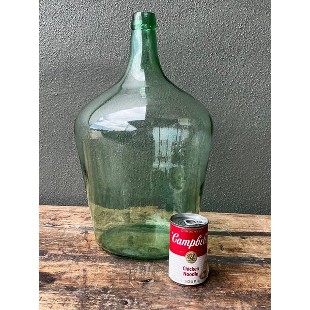 Vintage Green Glass Demijohn Bottle For Sale - Image 13 of 14
