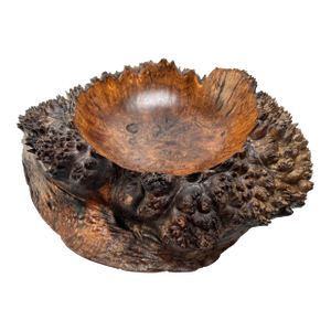 1990s Black Walnut Burl Live Edge Bowl - 1 Piece.