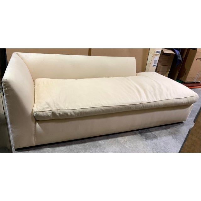 Custom sofa by Los Angeles based designer Waldo Fernandez. With single loose seat cushion and one large throw pillow....