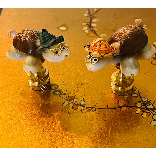 Charming Pair of Sea Shell Turtles Lamp Finials For Sale In Miami - Image 6 of 6