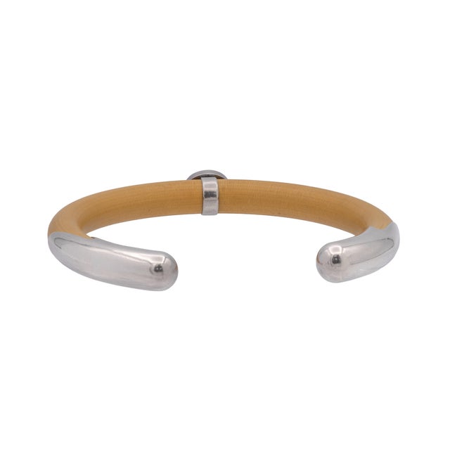 Contemporary 1970s Tiffany & Co. Elsa Peretti Silver/ Rattan Wood Cuff Bracelet For Sale - Image 3 of 9