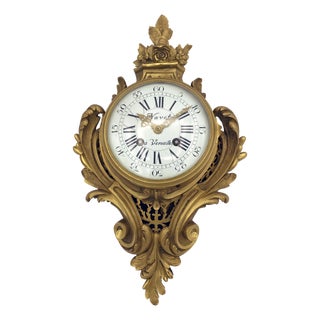 French Gilt Bronze Cartel Clock from Navet À Versailles, Mid-19th Century For Sale