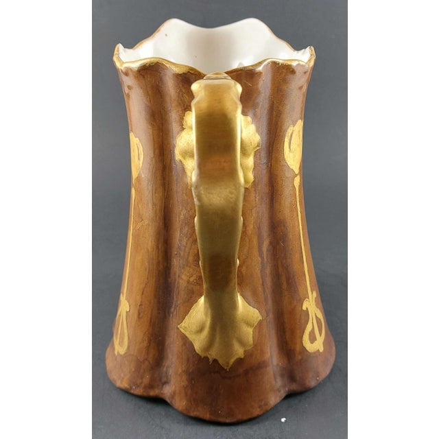 Traditional Antique Bell Pottery b.p. Co. Findlay Ohio Porcelain Handpainted Pitcher For Sale - Image 3 of 7
