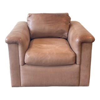 1990s J. Robert Scott Leather Barclay Swivel Chair by Sally Sirkin Lewis For Sale