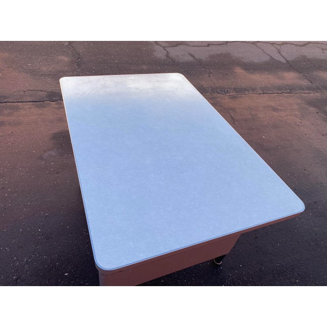 Steelcase Vintage Mid-Century Modern Steelcase Metal Writing Desk For Sale - Image 4 of 9
