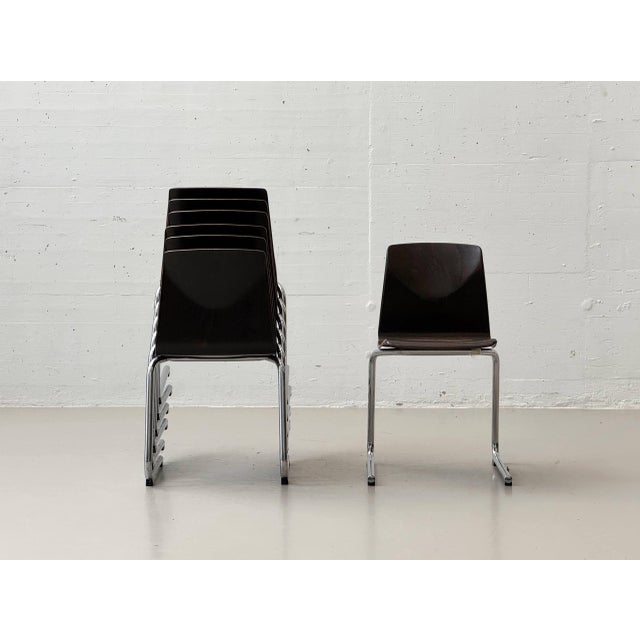 Classic cantilever chairs from the west german manufacturer thur-op-seat, crafted from a bent tubular steel frame with a...