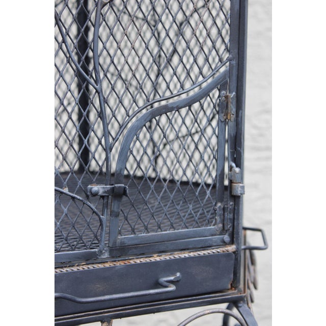 Vintage Wrought Iron Garden Bird Cage On Stand For Sale - Image 10 of 18