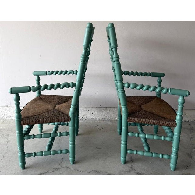 Wood 1930s Set of Four Charles Pollock Rush Seat Chairs For Sale - Image 7 of 10