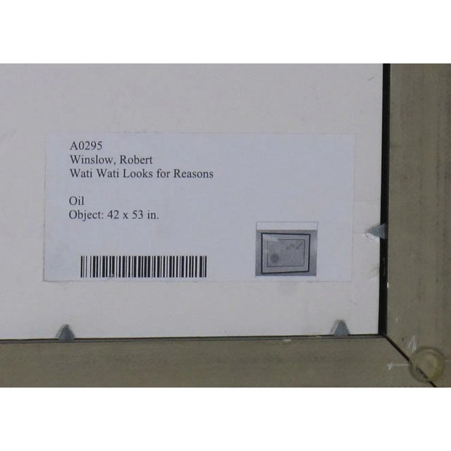 Abstract oil on paper by Robert Winslow Titled "Wati Wati Looks For Reasons". Oil, graphite and ink on paper depicting...