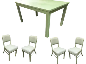Mid Century Steelcase Tanker Dining Table and Chairs Set