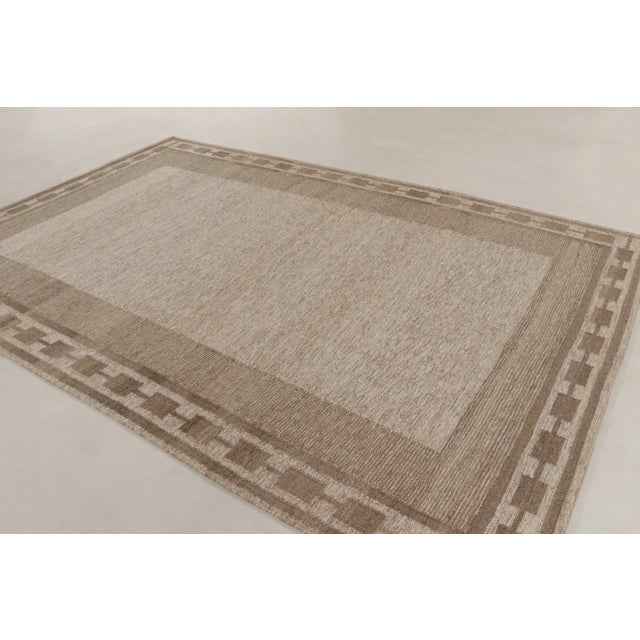 Mid-Century Modern Contemporary Scandinavian Style Wool Rug in Beige by Rug & Kilim, India For Sale - Image 3 of 10