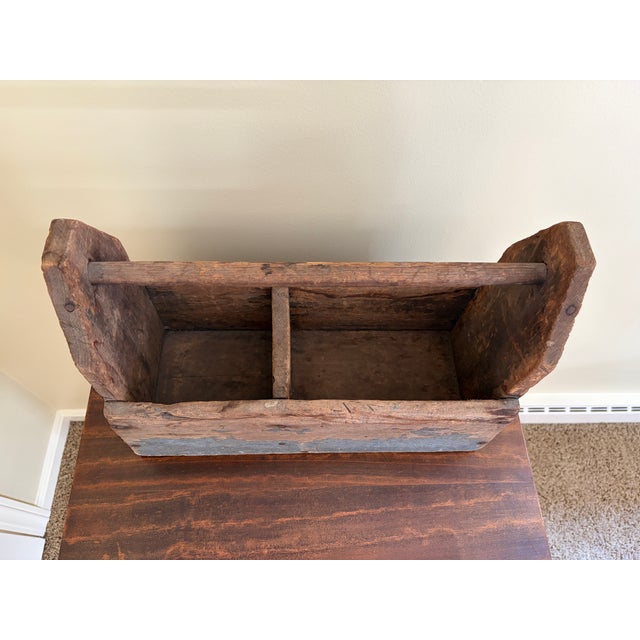 Late 19th Century Painted Pine Farmhouse Trug With Original Blue Paint For Sale - Image 10 of 14