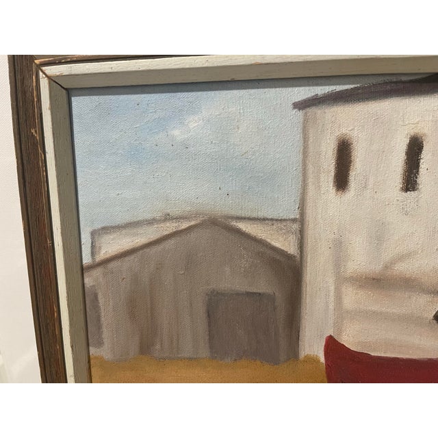 Textile Mid-Century Jane Wells “Costa Brava, Spain” Framed Studio Artist Painting, Signed For Sale - Image 7 of 11