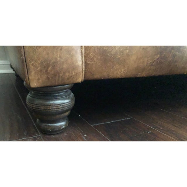 Rc Furniture Light Brown Tufted Leather Chesterfield Sofa For Sale - Image 4 of 18