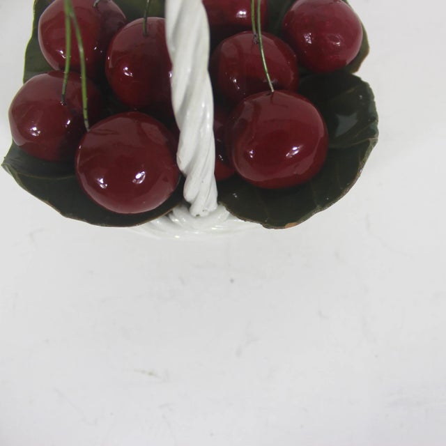 Vintage Italian Ceramic Basket With Cherries Centrepiece Small Table Decor Tablescape For Sale - Image 6 of 10
