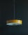 Mid-Century Modern Circular Yellow Lacquered Metal 2-Light Pendant in the style of Jacques Biny, 1960s For Sale - Image 3 of 8