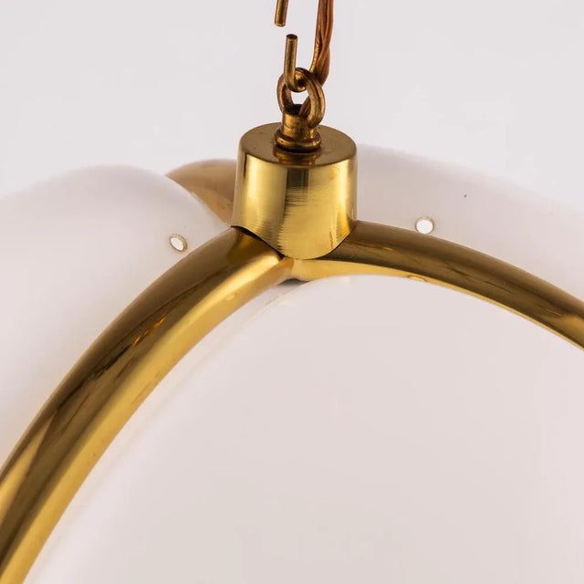 White Large White Plastic and Brass Pendant Lamp by Siva Poggibonsi for Arcobaleno, Italy, 1960s For Sale - Image 8 of 11