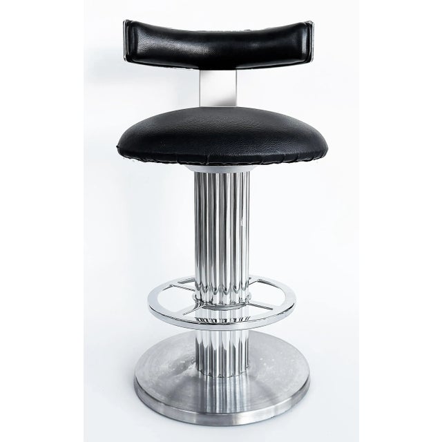 Mid-Century Modern Design for Leisure Ltd. Swivel Counter Stools, Chrome and Leather, Pair For Sale - Image 3 of 8