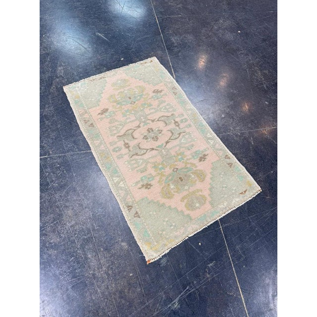Turkish Mini Rug Oriental Hand Knotted Vintage Rug 1'9" x 2'11" #17947 For Sale In Houston - Image 6 of 8