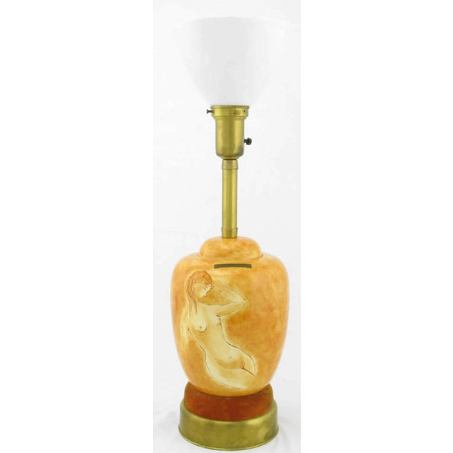 Mid-Century Modern Sèvres Porcelain Hand-Painted Female Nude Table Lamps - a Pair For Sale - Image 3 of 9