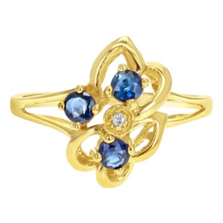 Sapphire Ring 10k Yellow Gold, Size 6.5 For Sale