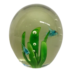 Vintage Blue Sunfish Glass Paperweight