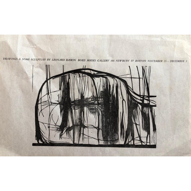 Modern Leonard Baskin, Leonard Baskin Woodblock Broadside Print Woodcut Vintage Poster in Red and Black, 1962 For Sale - Image 3 of 4