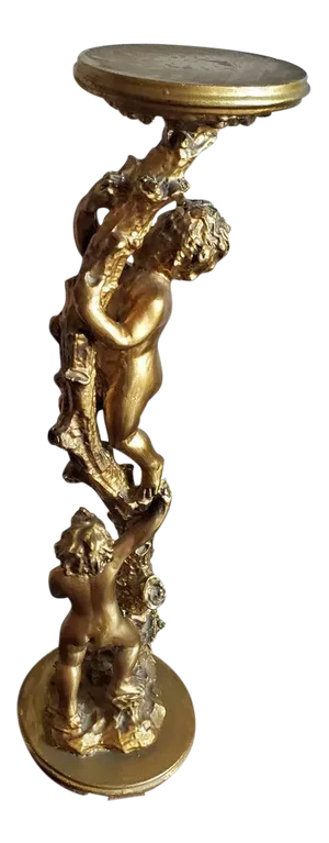 Early 20th Century Italian Gilded Two Putti Pedestal Table Stand