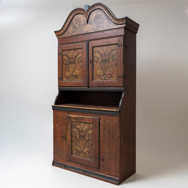 Hand-Painted Folk Armoire, Sweden, 1835 For Sale - Image 4 of 8