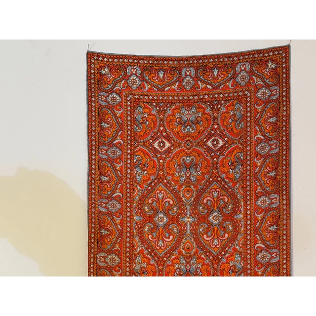 Vintage Paisley Silk Oblong Scarf in Orange colors For Sale In Palm Springs - Image 6 of 12